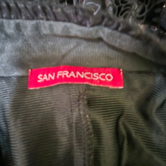 Vintage 90s Y2K  Black Flocked Velvet Top Size M Sleeveless Glitter Whimsigoth - Picture 9 of 9